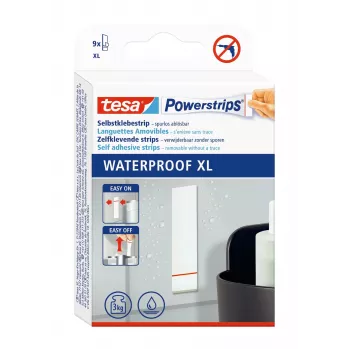 Tesa Powerstrips ūdensizturīgas XL līmes sloksnes līdz 9 kg, baltas, 9 sloksnes 40519-00000-00