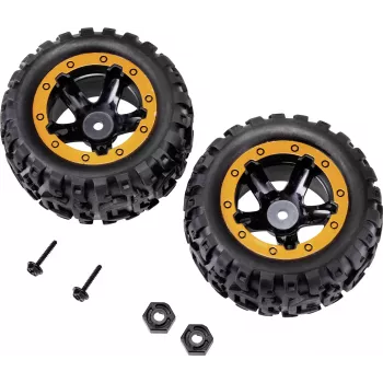 Reely RE-6904695 1:10 bezceļa riteņu komplekts (2 gab., 87 mm, 12 mm sešstūra, melns)