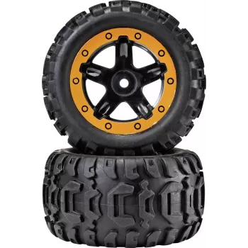 Reely RE-6904695 1:10 bezceļa riteņu komplekts (2 gab., 87 mm, 12 mm sešstūra, melns)