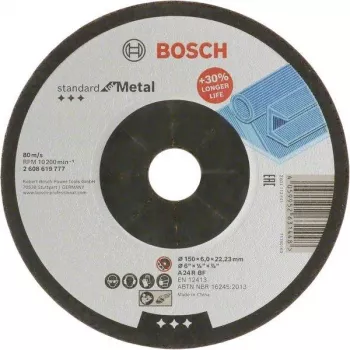 Bosch Standard metāla slīpēšanas disks 125 x 6,0 mm, ieliekts centrs, tips 27, alumīnija oksīds, 2608619777