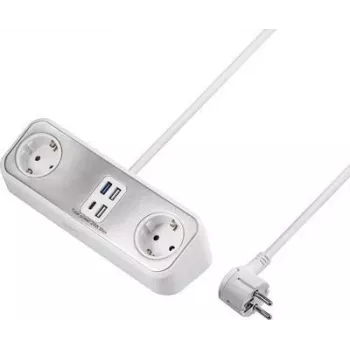 Sygonix SY-4538256 2 vietu Schuko kontaktligzdu pagarinātājs, balts, 1,5 m kabelis