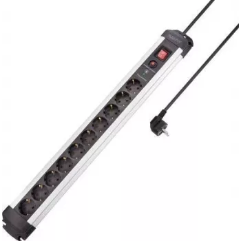 SYGONIX SY-4755616 Pārsprieguma aizsardzības pagarinātājs sudraba melns 6 Schuko kontaktligzdas 1,5m
