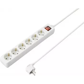 SYGONIX SY-4891004 4 vietu pagarinātājs ar slēdzi, balts, 1,5 m kabelis, Schuko