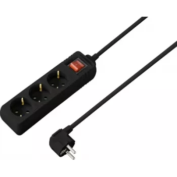 Sygonix SY-4890984 6 vietu Schuko kontaktligzdu pagarinātājs ar apgaismotu slēdzi, 1,5 m kabelis, melns