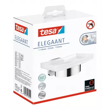 tesa ELEGAANT 40628-00000-00 ziepju trauks hroms (spīdīgs), balts (satīns)