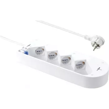 Sygonix SY-5228510 4 ligzdu pagarinātājs ar slēdzi, balts, 1,5 m kabelis
