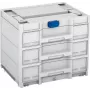 TANOS Systainer³ Sortainer/3 M 337 moduļu detaļu organizators ar 3 atvilktnēm, ABS plastmasa, gaiši pelēks/antracīts, 396 x 330 x 296 mm 83000874