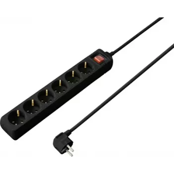 Sygonix SY-4891002 Schuko pagarinātājs ar slēdzi, melns, 1 kontaktligzda, 1,5 m kabelis