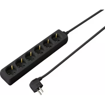 Sygonix SY-4890996 3 ligzdu Schuko pagarinātājs ar apgaismotu slēdzi, 1,5 m kabelis, melns
