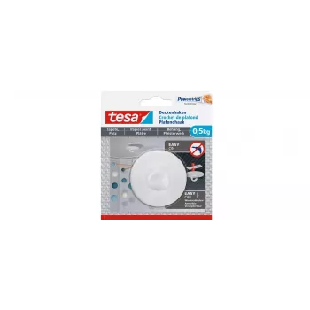 tesa 77781 Līmes griestu āķis tapetēm un apmetumam, balts, 3 āķi + 4 Powerstrips