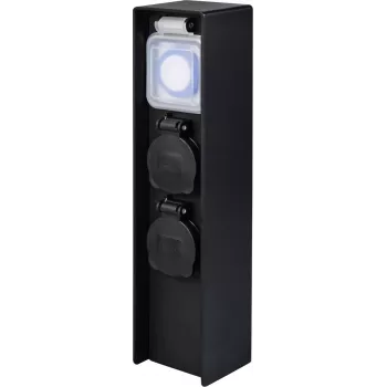 Sygonix SY-6121656 Dārza kontaktligzda 2-vietīga ar taimeri IP44 melna ar zemes dūri