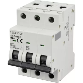 Sygonix SY-6440996 3-polīgais automātiskais slēdzis B20 20A 415V AC 6kA DIN sliedei