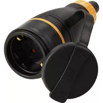 Sygonix SY-6618484 Schuko drošības kontaktu savienotājs TPE PC 250 V/AC melns oranžs IP44