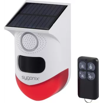 Sygonix Mini signalizācijas sistēma balta sarkana ar LED PIR kustības detektoru un tālvadības pulti (SY-6515320)