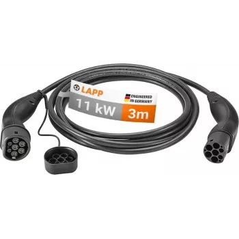 LAPP Type 2 EV uzlādes kabelis Mode 3 11 kW 3 fāžu 16 A 3 m melns 75747