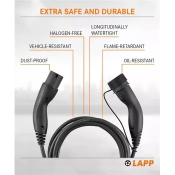 LAPP Type 2 EV uzlādes kabelis Mode 3 11 kW 3 fāžu 16 A 3 m melns 75747