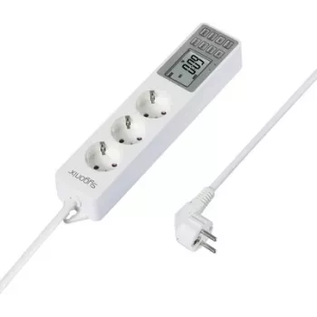 Sygonix SY-4675078 pagarinātājs ar digitālo taimeri, 3 Schuko kontaktligzdas, 1,5 m kabelis, balts
