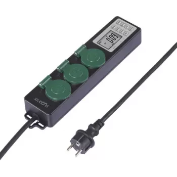 Sygonix SY-6786454 dārza kontaktligzda ar mehānisko taimeri, 3 virzienu, IP44, ūdensizturīga, 3680 W, melna/zaļa