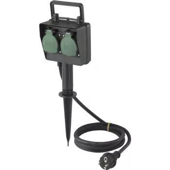 Sygonix SY-5231004 Āra kontaktligzda 2-vietīga Melna/Zaļa IP44 16A 230V