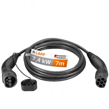 LAPP MOBILITY Type 2 EV uzlādes kabelis, 7,4 kW, 7 m, melns 61783