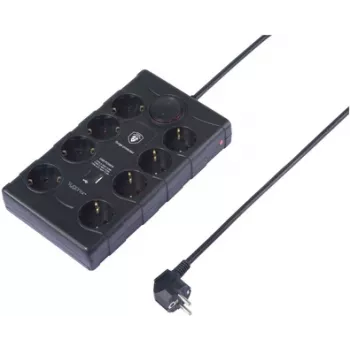 Sygonix SY-4751202 8 vietu pārsprieguma aizsardzības pagarinātājs melns 1,5 m