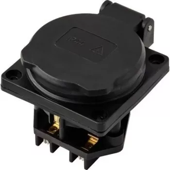 Sygonix SY-6746374 Schuko kontaktligzda IP44 melna