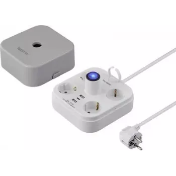 Sygonix SY-6788330 4 vietu Schuko kuba kontaktligzda pelēka/balta