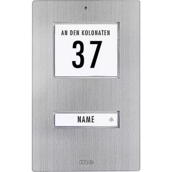 M-E MODERN-ELECTRONICS KT 1-EG durvju zvana plāksne, nerūsējošais tērauds, 1 poga, IP44, balta LED