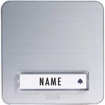 M-E MODERN-ELECTRONICS KTA-1 A/S Iebūvējama zvana pogas plate, 1 poga, nerūsējošais tērauds, sudraba, 12 V/1 A, LED apgaismojums, IP44