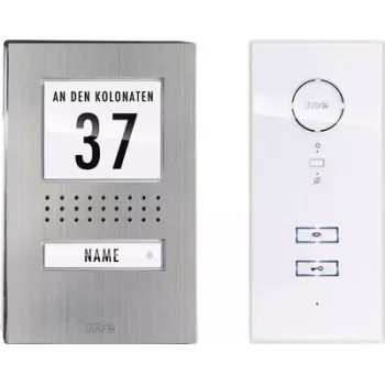 M-E MODERN-ELECTRONICS ADV 111 WW Audio durvju domofons ar vadu pilns komplekts vienai ģimenei, nerūsējošais tērauds, balts (41137)