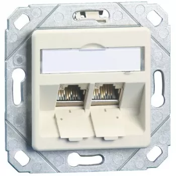 METZ CONNECT BTR E-DAT modul 8/8(8) UPk bez moduļiem - Iebūvējams datu kontaktligzdas korpuss, CAT 6, tīri balts RAL 9010, 2 porti 1309151102-E-90