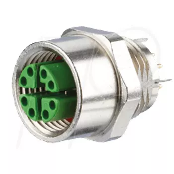 METZ CONNECT MMT361A315 M12 PCB ligzda, 8 polu, priekšējā montāža, zaļa