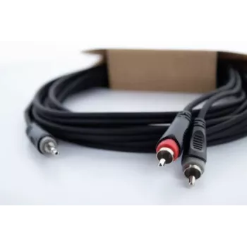 Cordial 14854 3,5 mm Jack uz 2x RCA audio Y-adaptera kabelis 1 m melns
