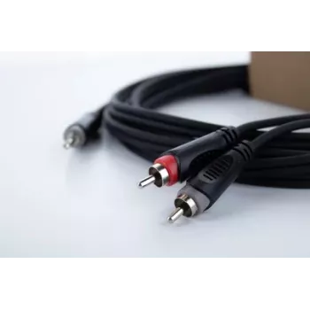 Cordial 14854 3,5 mm Jack uz 2x RCA audio Y-adaptera kabelis 1 m melns