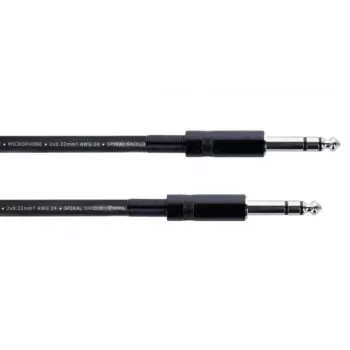Cordial 14814 6,3 mm TRS Jack uz 6,3 mm TRS Jack audio kabelis 0,5 m melns