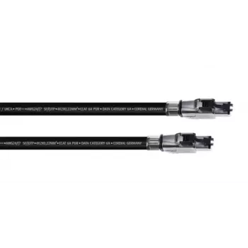 Cordial 15613 RJ45 tīkla kabelis, savienojuma kabelis CAT 6a SF/UTP 10,00 m melns PUR apvalks
