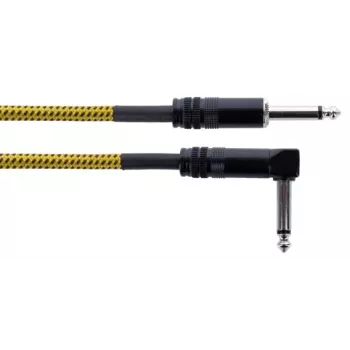 Cordial 14776 Instrumenta kabelis 6,3 mm mono jack uz 6,3 mm mono jack, 3 m, melns/dzeltens tekstils