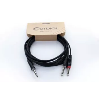 Cordial 14876 Audio Y-adaptera kabelis 6,3 mm stereo jack uz 2x 6,3 mm mono jack 1 m melns