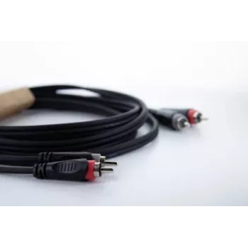 Cordial 14837 RCA audio savienojuma kabelis 2x RCA tēviņš uz 2x RCA tēviņš 3 m melns PVC dvīņu kabelis