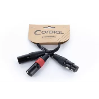 Cordial EY 0,3m XLR Y-adaptera kabelis - 1x XLR ligzda uz 2x XLR kontaktdakša, melns 14880