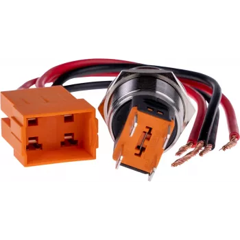JOY-IT BUTTON22C-M-RD īslaicīga darbības spiedpoga 250V AC 15A SPST NO IP67 IK10 sarkana