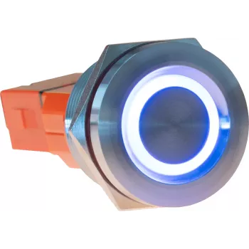 JOY-IT Button22T-01 poga ar fiksāciju, sarkana/zila LED, 22mm, IP68, IK10