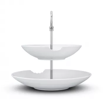 FIFTYEIGHT PRODUCTS BHS FIFTYEIGHT Food-Tempel 2 līmeņu dziļais šķīvis ar kodi (T023501) - 2 gabalu porcelāna bļodu komplekts, 500 ml, balts