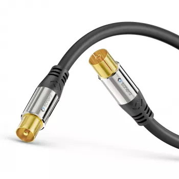 PURELINK Sonero antenas kabelis 2m S-AC000-020 Premium, koaksiālais vīriešu uz sieviešu, 75 Ohm, dubultā ekranējuma, balts