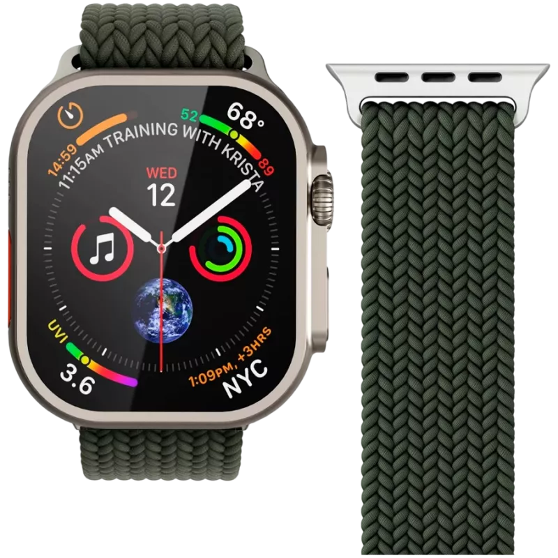 VONMÄHLEN austais solo valdziņš Apple Watch 44/45/46/49mm, olīvu