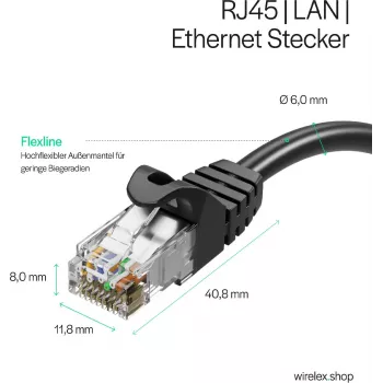 Flexline RJ45 tīkla kabelis, Cat. 7 S/FTP, PUR, melns, 25,0 m (FL31-39105)