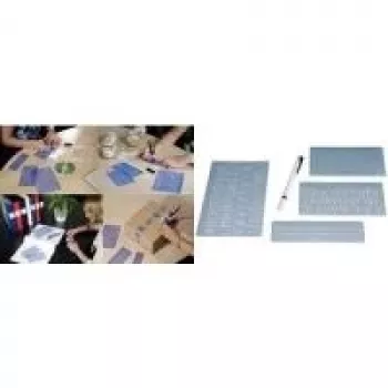 WEDO burtu trafareta komplekts, 5 mm, 10 mm, 20 mm, caurspīdīgs, plastmasas futrālis (70 12)