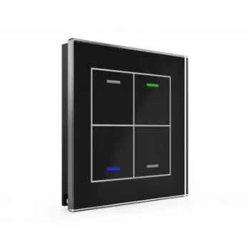 MDT Glass Push-button II Light 4-kārtīgs RGBW melns BE-GTL4TS.01S