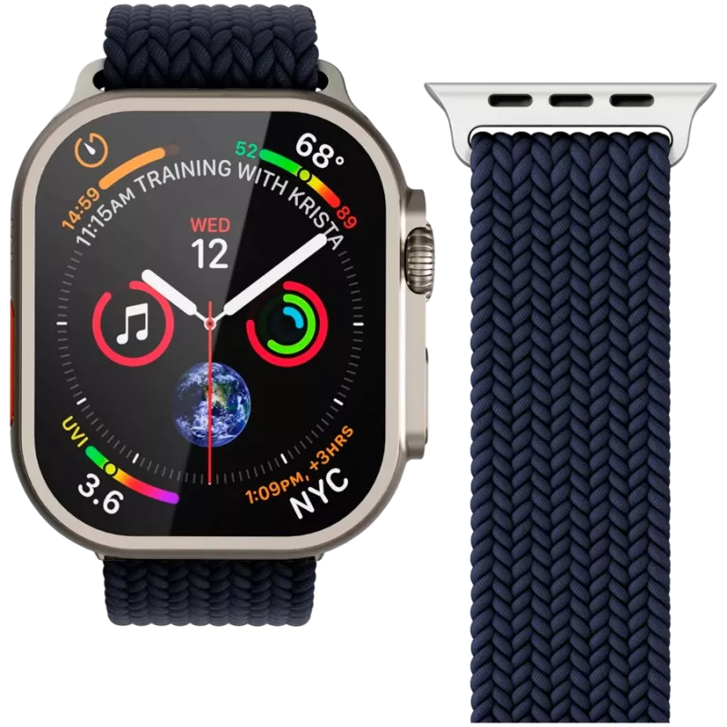VONMÄHLEN austais cilpiņu siksniņa Apple Watch 44/45/49mm, tumši zila