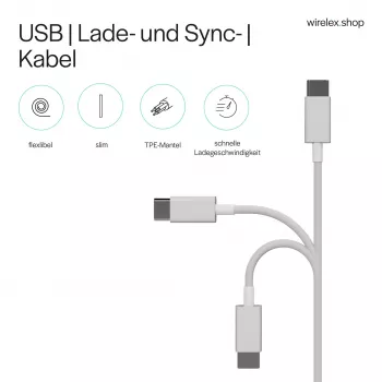Flexline USB uzlādes un sinhronizācijas kabelis, USB-A uz USB-C, 2.0, ABS, balts, 0,5 m (FL31-13040)